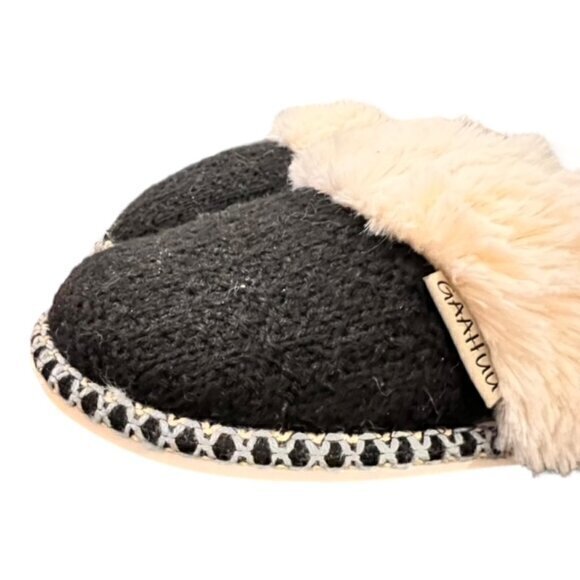 NWT GAA HUU Women’s Faux Shearling Closed Toe Black Slippers Size Small 5-6 SOFT - Picture 5 of 11